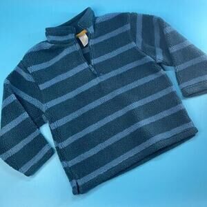 Gymboree Boys Blue & Gray Striped Long Sleeve Pullover 1/4 Zip Sweater Size 4T